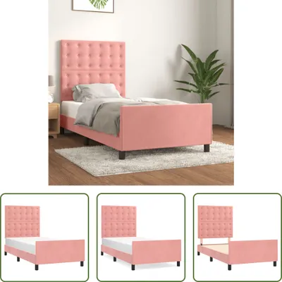 Obrázek produktu pro The Living Store Rám postele s čelem růžový 90x200 cm sametový