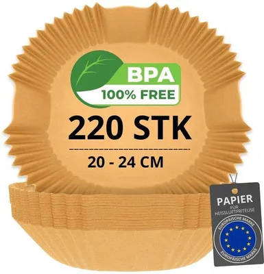 Zdjęcie produktu dla Papier do frytkownicy bez BPA w różnych rozmiarach (20–24 cm)