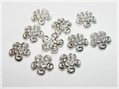 Produktbild von Vintageparts Perlkappen antik Silber 12 mm, 10 Stück