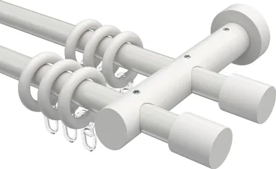 Produktbild von Interdeco Gardinenstange / Vorhangstange Weiß, Typ Talena Feta (Kappe), 20 mm Ø 2-läufig, 480 cm