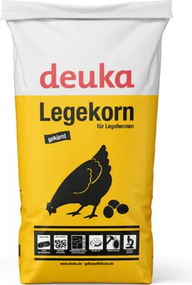 A bag of chicken feed with branding and product information.