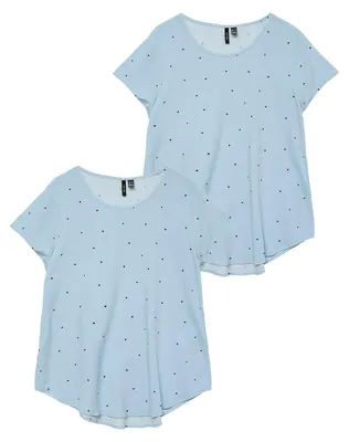 Produktbild von VERO MODA 2er-SET Shirt Bluse Rundhals mit kurzen Ärmeln Größe: M