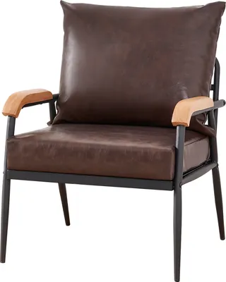 Produktbild von Kunstleder Relaxsessel Einzelsessel mit Armlehnen Metallrahmen für Wohnzimmer/Gästezimmer/Büro/Wartebereich,dunkelbraun