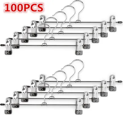 Produktbild von 100 Stück Kleiderbügel Clip,Klammerbügel Metall,Anti-Rutsch Hosenbügel Metall Kleiderbügel Rockbügel