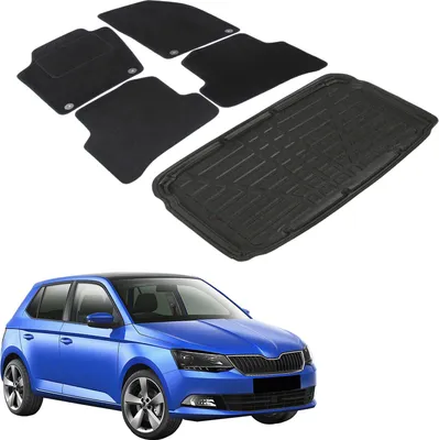 Image de Ensemble Tapis Velours Sur Mesure et Coffre TPE pour Skoda Fabia 3 2014-2020 Hayon