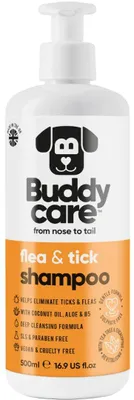 Produktbild von flohshampoo Hund von Buddycare - flohshampoo Hund bei befall Beseitigt Flöhe, Zecken & Milben - Tiefenreinigungsshampoo für Hunde, milben Shampoo flöhe bekämpfen (500ml)