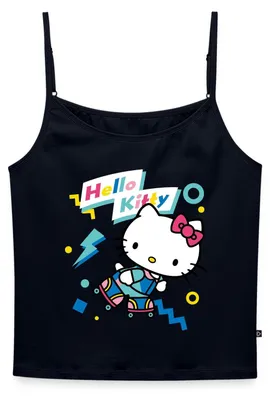 Produktbild von Spreadshirt Hello Kitty 90er Stil Mit Rollschuhen Bio Spaghetti Top Damen, XL, Navy
