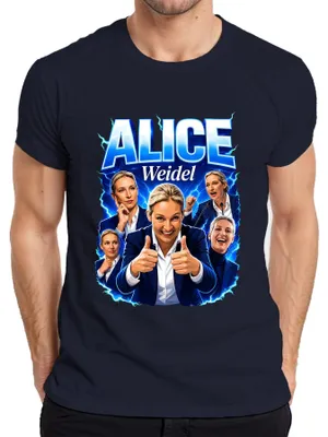 Productafbeelding van Alice Weidel, AfD, Duitsland, Patriot, Politiek, Statement, Sarcasme, Heren T-shirt, Marineblauw, Maat S