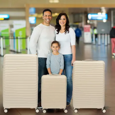 Produktbild von Dubai Koffer Set 3-teilig Hartschale Beige 39/100/140 l 360°-Rollen Zahlenschloss