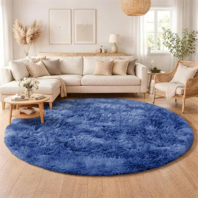 Produktbild von Hochflor Teppich für Wohnzimmer 200 cm Rund