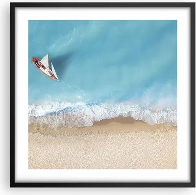 Produktbild von Gerahmtes Poster - Schwarzer Rahmen - Yacht Sommer Meer - 50x50 cm - Wand Bild - Wanddeko - Wandbilder - Kunstposter - Wandposter - Bilderrahmen - Bilder - Kunstdruck - Wandbild - P2BAC50x50-4140