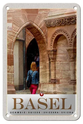 Produktbild von Blechschild Reise 12x18cm Basel Schweiz Stadttour Altstadt Schild