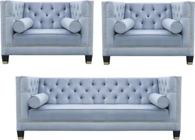 Produktbild von Blau Sofagarnitur Chesterfield Sessel Kreative Möbel Textil Stoff Wohnzimmer Neu