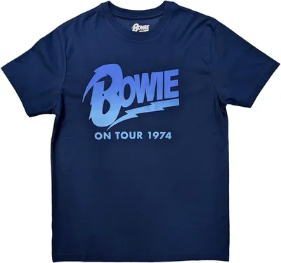 Image de David Bowie - "On Tour 1974" T-shirt homme/femme unie RO5988 (XL) (Bleu jean)