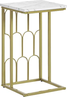 Produktbild von BELIANI Beistelltisch Mamor Optik / Gold Metall 30 x 30 cm quadratisch Füße Couchtisch Matt Modern