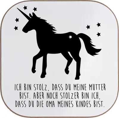 Produktbild von Mr. & Mrs. Panda Tassen Untersetzer Ich bin stolz, dass... - Weiß - Geschenk, Gläser, für, gläseruntersetzer, Tischuntersetzer, Tischschoner, Coaster, Zauberwald, Horn