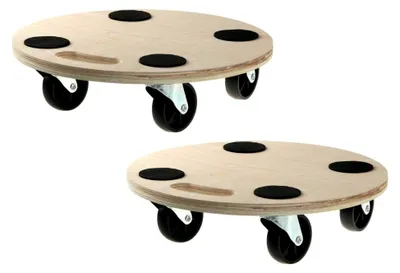 Produktbild von 2 Stück Rollbrett Transportroller Möbelroller Blumenroller 200 kg Rund 380 mm