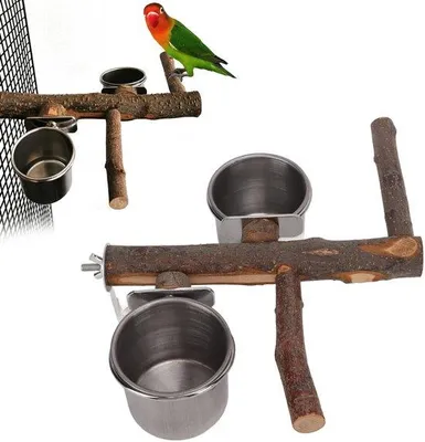 Productafbeelding van Vogelvoerstation van hout - 22 cm - Met stalen bodem - Met zitstokjes - Gemaakt van veilig materiaal - Vogelvoerstation