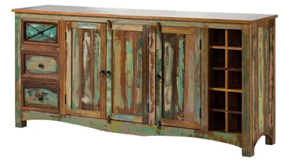Immagine prodotto di MASSIVMOEBEL24 | Credenza in legno riciclato 193x45x90 laccato multicolore NATURE OF SPIRIT #15