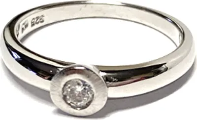 Produktbild von Ring 925/- Silber rhodiniert Zirkonia Klassiker Solitär Verlobungsring #50