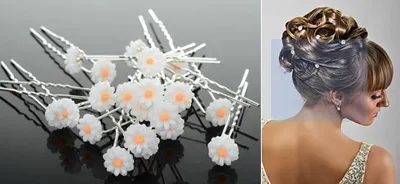 Produktbild von GKA 10 Stück elegante wunderschöne Haarnadeln Blume weiß für Hochzeit Feste Haarnadel