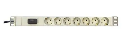 Image de Multiprise 19 pouces - 7 prises - Dispositif de protection contre les surtensions - Blanc