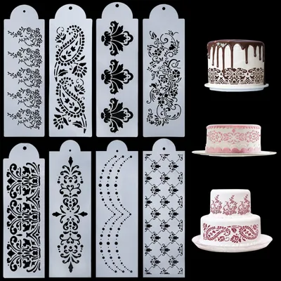 Tortenschablonen-Set, 8 Stück, weiß, Fondant-Dekoration