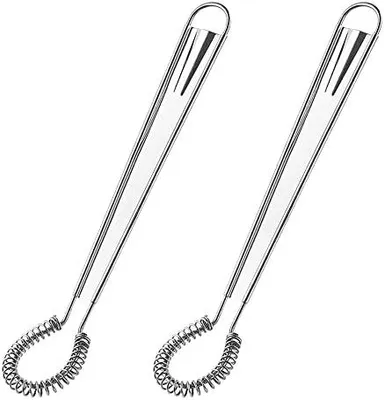 Produktbild von 2 Stück Edelstahl-Schneebesen Küchenanleitung Schneebesen Mini-Federspulen-Schneebesen Cremiger Mixer Schneebesen Blender zum Backen von Milch, Milchtee