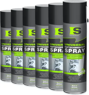 Produktbild von Spraytive 6x 500ml Universal Haftschmierfett-Spray – Schmierfett & Kriechöl für Auto, Gelenke & Lager