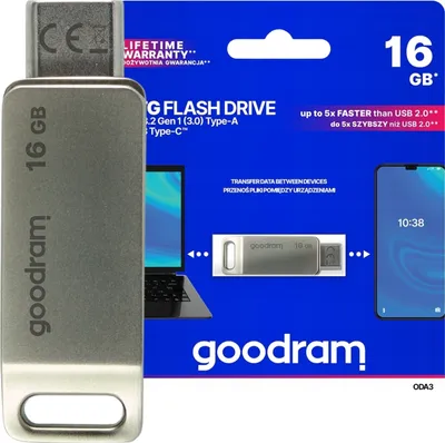 Produktbild von Goodram Speicherstick 16GB USB 3.2 Gen 1 USB / USB-C OTG ODA3 silber