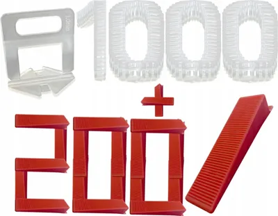 Produktbild von Fliesen Nivelliersystem 1000 Clips 1mm 200 Keile Verlegesystem Set