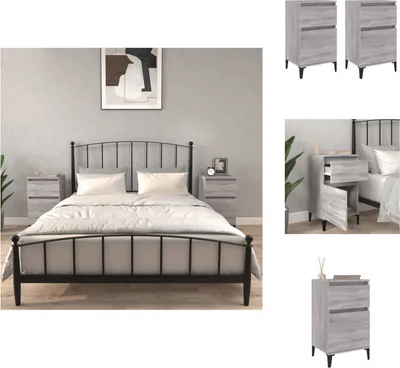 Immagine prodotto di vidaXL Comodini 2 pz. Grigio Sonoma 40x35x70 cm - Comodini