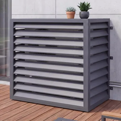 Immagine prodotto di Copertura per impianto di climatizzazione/scambiatore di calore HWC-O43, copertura per griglia di protezione, metallo 111x127x65 cm ~ antracite