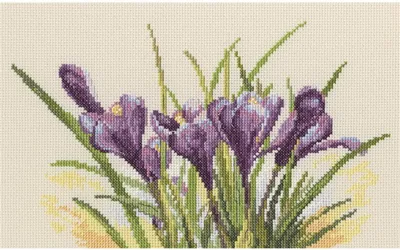 Produktbild von RTO Kreuzstich Set "Frühlingskrokusse" M584, Zählmuster, 25x15,5 cm