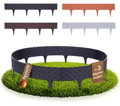 Produktbild von BOOGARDI Beeteinfassung Rattan-Optik · 16m Rasenkante Kunststoff Anthrazit · Beetbegrenzung in 4 Farben Palisade Beetumrandung für Beet & Garten