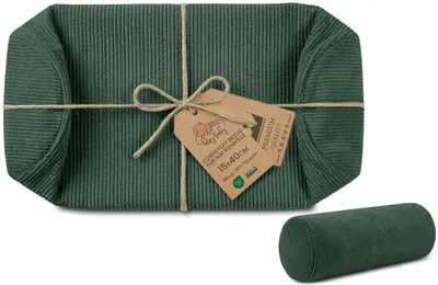 Obrázek produktu pro Povlak na válec pod krk manšestr bez výplně snímatelný 40x16 cm Zelená
