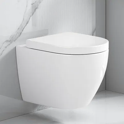 Produktbild von sanicomfort Hänge-WC Adonis 2.0 Spülrandlos mit Turbo Flush 360° – Wand-WC Set inkl. Softclose Sitz – Leise Twister Spülung, Tiefspüler Weiß, Kompatibel mit Geberit