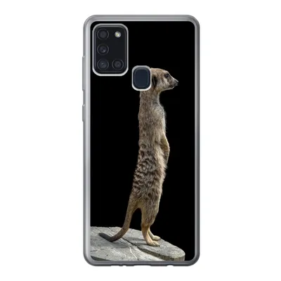 Produktbild von MuchoWow® Handyhülle Schutzhülle Hülle für Samsung Galaxy A21s Erdmännchen - Wilde Tiere - Schwarz Silikon Softcase Handy Hülle - Hartschale