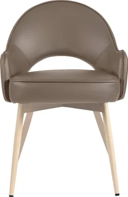 Produktbild von 4er-Set Diana | Hotel Stuhl | Taupe | Leder | Gestell Weiß