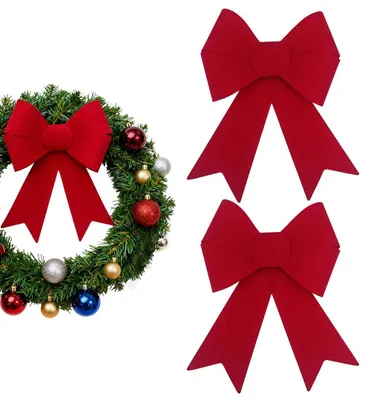 Weihnachtsschleifen, 2 Stück, rot, 25x30 cm, für Kranz & Geschenke