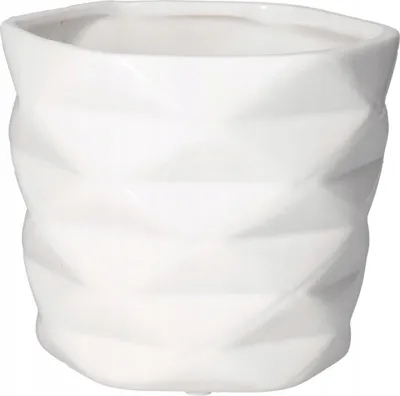 Produktbild von Keramik-Blumentopf-Abdeckung, geometrisch, weiß, 15 cm