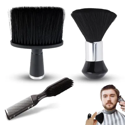 Produktbild von Friseur-Nackenbürste 3er Set - Nackenpinsel für Friseure und Barbershops - Antistatische Haarbürste - Entfernt lose Haare