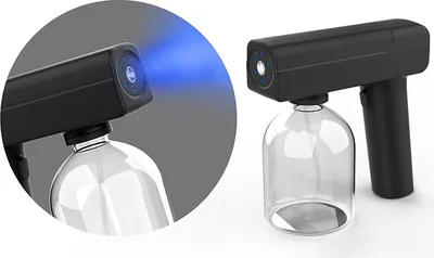 Image de Pistolet de désinfection par nébulisation portable rechargeable avec lumière bleue pour le bureau à domicile, l'école ou la voiture, noir