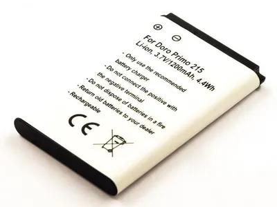 Produktbild von Akku für Doro Primo 215, Li-Ion, 3,7V, 1200mAh, 4,4Wh