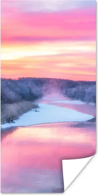 Produktbild von MuchoWow® Poster Bunter Himmel über einer ruhigen Winterlandschaft 20x40 cm - Plakat - Foto
