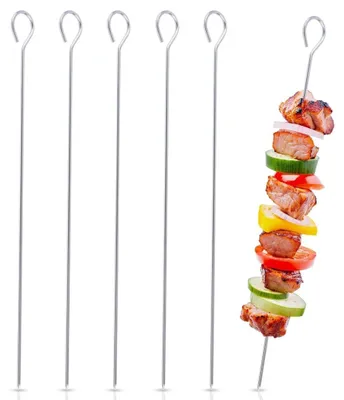 Image de Brochettes de barbecue en acier inoxydable, 30 cm, lot de 6