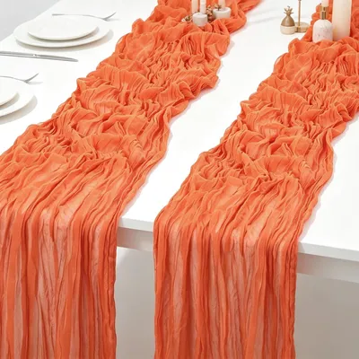 Obrázek produktu pro 2 kusy oranžové běhouny na stůl, rozměry 90 x 300 cm