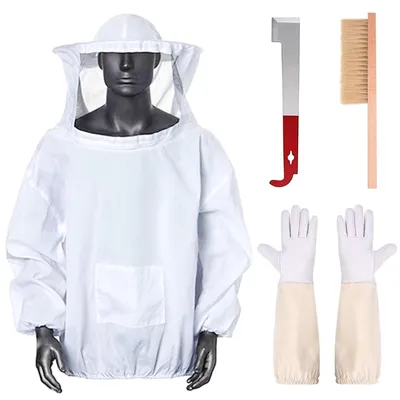 Produktbild von Imkeranzug Bienenschutzanzug Imkerjacke - Universal 140 bis 180 cm - Mit Handschuhen - Stahl Werkzeug