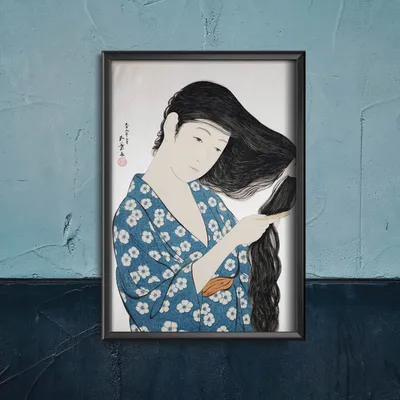 Produktbild von Poster - Canvas - Leinwand - 29,7 cm x 42 cm - Frau im blauen Haare