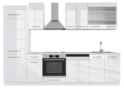 Obrázok produktu pre Kuchynský kút Vicco Fame-Line Biela vysoký lesk/biela 300 cm , AP Marble, Model 42416